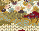 Hyakka Ryoran Shiki Metallic - Floral Cloud 13B from Quilt Gate Fabric