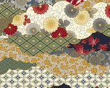 Hyakka Ryoran Shiki Metallic - Floral Cloud 13D from Quilt Gate Fabric