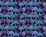 I Want to Believe - Extra Terrestrials Alien Heads Purple from Camelot Fabrics