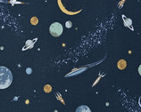 Retro Futurism CANVAS - Outerspace Blue from Kokka Fabric