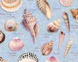 Seashell Wishes - Shells Lt Denim by Diane Neukirch from Clothworks Fabric