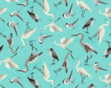 Seashell Wishes - Seabirds Turquoise by Diane Neukirch from Clothworks Fabric
