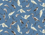 Seashell Wishes - Seabirds Denim by Diane Neukirch from Clothworks Fabric