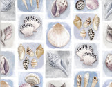 Seashell Wishes - Shell Tiles Lt Denim by Diane Neukirch from Clothworks Fabric
