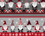 Gnome For The Holidays - Snow Gnomes Stripe Grey from Timeless Treasures Fabric