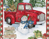 Christmas - Truck Ski Snowman PANEL Red by Susan Winget from Springs Creative Fabric