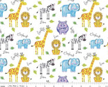 Crayola Colorful Friends - Animals Main White from Riley Blake Fabric