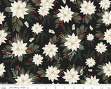 Farmhouse Christmas - Poinsettia Main Black by Echo Park Paper from Riley Blake Fabric