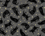 Midnight Magic - Tossed Cats Black Charcoal by Grace Popp from Studio E Fabrics
