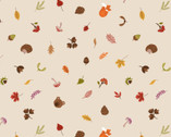 A Winter Nap - Scattered Foliage and Friends Cream from Lewis and Irene Fabric