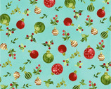O Christmas Tree - Ornaments Aqua from Clothworks Fabric