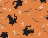 Retro Halloween - Black Cats Orange Orange from Clothworks Fabric