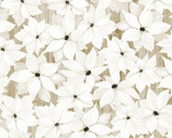 Sophisticated Christmas - Poinsettia Flowers White Tan from P & B Textiles Fabric