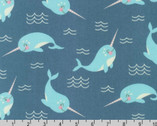 Wishwell Snow Snuggles FLANNEL - Narwhale Charcoal Ocean Blue from Robert Kaufman Fabric