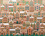 Tinsel Town - Gingerbread Houses PANEL 24 Inches from Robert Kaufman Fabric