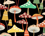 Fall Harvest - Mushrooms Black from Alexander Henry Fabric