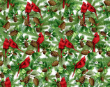 Christmas - Birds Cardinals Pinecones from David Textiles Fabrics