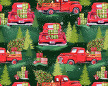 Christmas - Holiday Trucks Forest Trees Green from David Textiles Fabrics