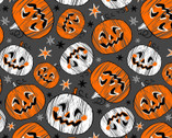 Halloween - Comic Jacks Pumpkins Gray from David Textiles Fabrics