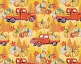 Harvest - Thankful To Be Home Trucks Orange from David Textiles Fabrics