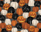 Midnight Magic - Large Pumpkins Black Grey by Grace Popp from Studio E Fabrics