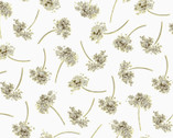 Fall Potpourri Metallic - Tossed Sprig Floral White by Andrea Tachiera from Henry Glass Fabric