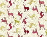 Christmas Magic - Patterned Deer Red by Kelly Rae Roberts from Benartex Fabrics