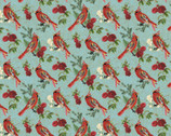 Christmas Magic - Treasured Cardinal Turquoise by Kelly Rae Roberts from Benartex Fabrics