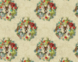 Christmas Magic - Joyful Wreaths Cream by Kelly Rae Roberts from Benartex Fabrics