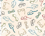 Readerville - Reading Glasses Cream by Kris Lammers from Maywood Studio Fabric