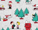Peanuts Christmas Snow Play Grey from Springs Creative Fabric