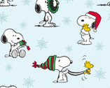 Peanuts Christmas Snoopy Woodstock Blue from Springs Creative Fabric