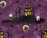 Boo Y’all - Haunted House Purple by Courtney Morgenstern from 3 Wishes Fabric