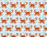Seafood - Lobster Stripe Bubbles Blue by Nelli Khatmoulina from Paintbrush Studio Fabrics