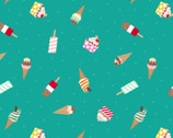 Small Things Sweet - Ice Creams Green Teal from Lewis and Irene Fabric