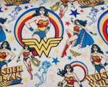 Wonder Woman - Character Stars FLANNEL White from Camelot Fabrics