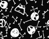 Nightmare Before Christmas - Skull Bones Black from Springs Creative Fabric