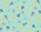 Baby Safari - Animals Scatter Teal from Makower UK  Fabric