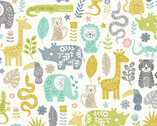 Baby Safari - Animal Montage White from Makower UK  Fabric