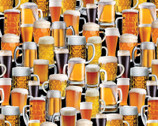 Ale House - Beer Mugs Amber from Kanvas Studio Fabric