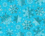 Wonderland Snowflakes Aqua Blue from Cloud 9 Fabrics