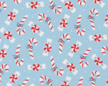 Sweet Christmas Candy Canes Blue from Cloud 9 Fabrics