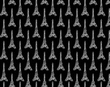 Bonjour - Eiffel Tower Repeat Black from Timeless Treasures Fabric