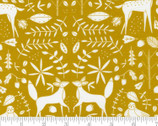 Nocturnal - Deer Forest Gold Mustard by Gingiber from Moda Fabrics