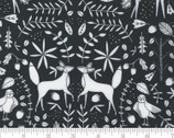 Nocturnal - Deer Forest Night Black by Gingiber from Moda Fabrics