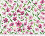 Fresh As A Daisy - Pink Floral on White by Create Joy from Moda Fabrics