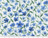 Fresh As A Daisy - Blue Floral on White by Create Joy from Moda Fabrics