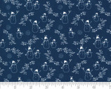 Crystal Lane - Snowman Sprigs Dark Blue by Bunny Hill Designs from Moda Fabrics