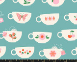 Camellia - Tea Cups Turquoise by Melody Miller from Ruby Star Society Fabric