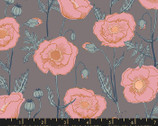Unruly Nature - Pink Floral Grey by Jen Hewett from Ruby Star Society Fabric